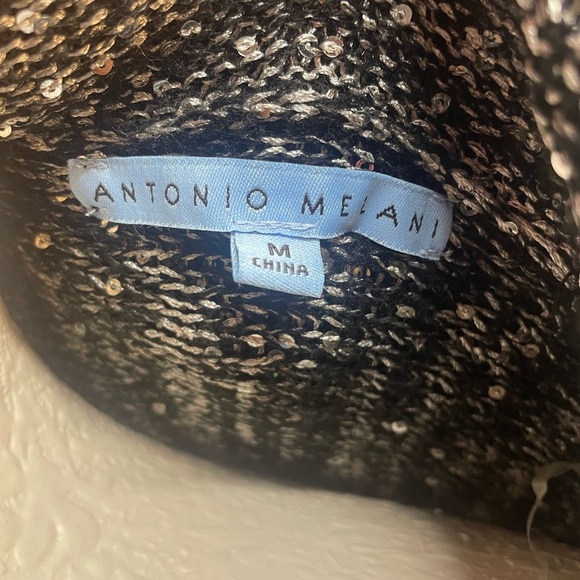 Antonio Melani Cowl Neck Boxy Tunic Sweater Black Silver Women's M - Picture 4 of 5